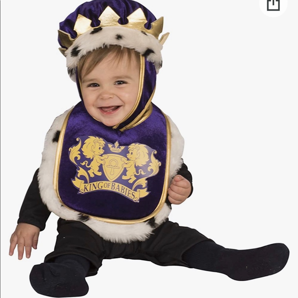NWT Baby One Size King Costume with bib and hat
